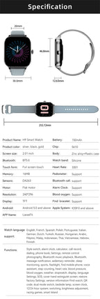 2025 New Smart Watch Men Women Gifts 2.01'' Full Touch Screen Sport Fitness Tracker Smartwatch Men BT Calls Digital smarthwhatch