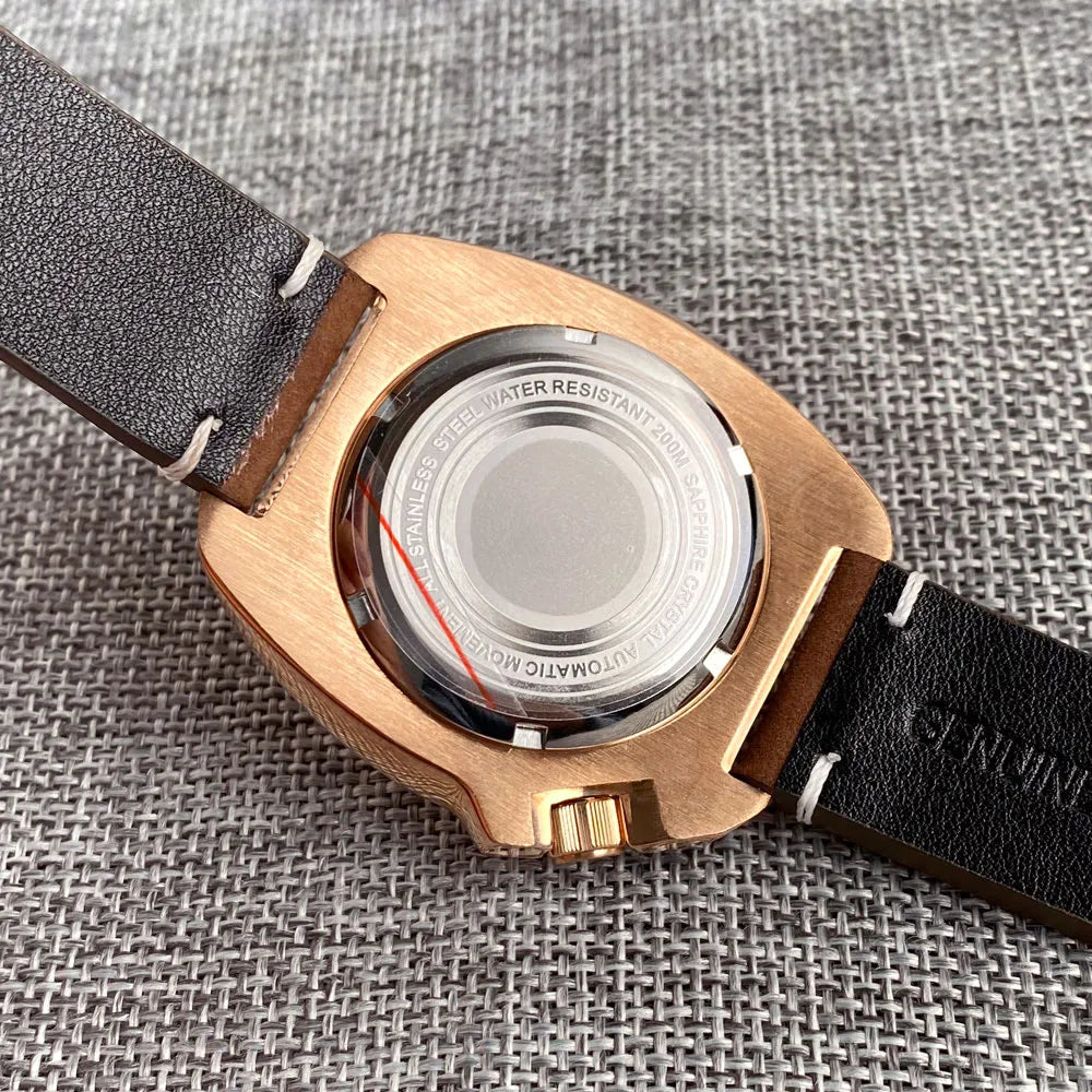 Mother of Pearl Material Black Green Luminous Dial CuSn8 Solid Bronze Turtle Sapphire Glass Diver NH35 Watch 200m Waterproof