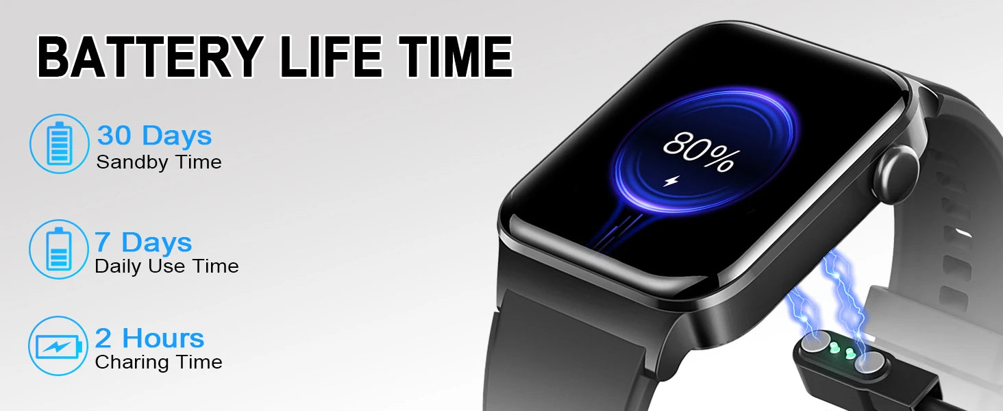 Smart Watch, 1.85" Smartwatch (Answer/Make Call), IP68 Waterproof Fitness Tracker, 100+ Sport Modes, Heart Rate and Sleep Monito