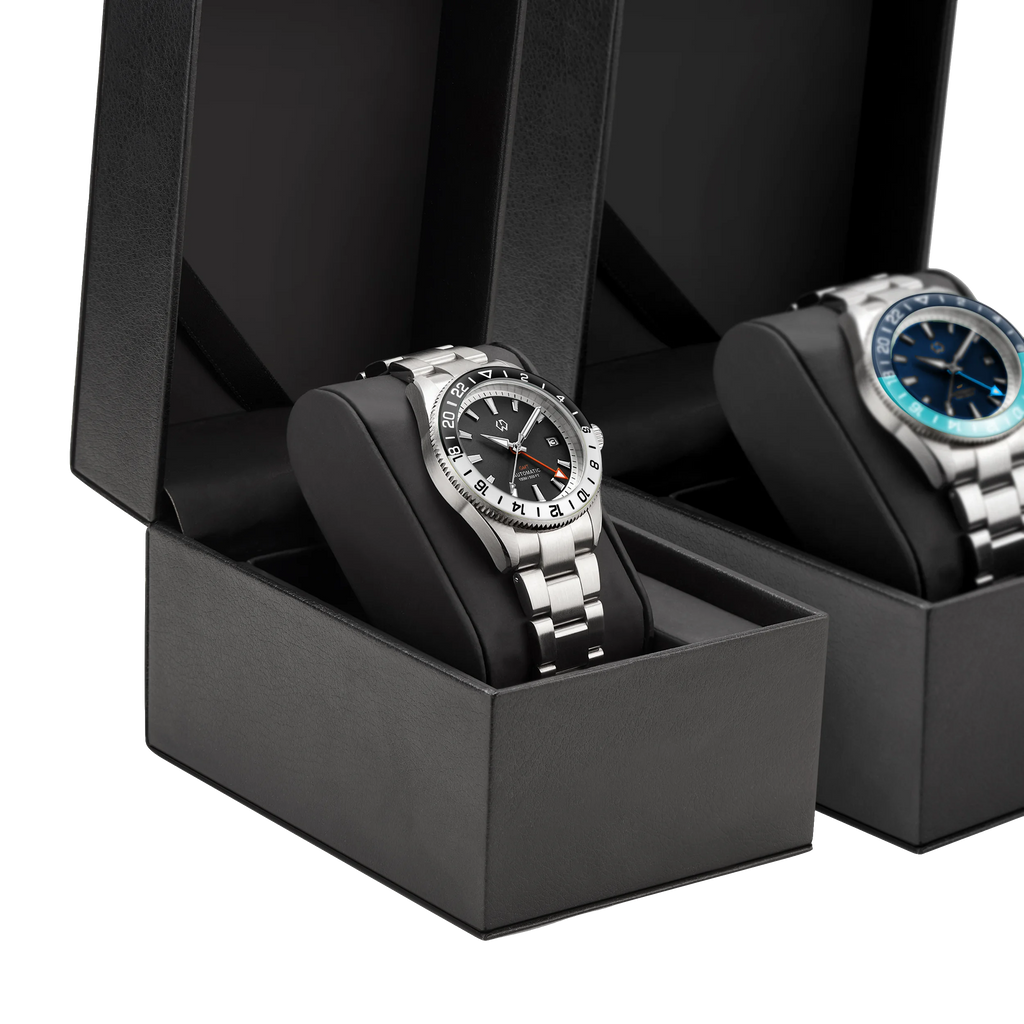 WISHDOIT New NH34 Men's Sports Automatic Mechanical GMT Sapphire Stainless Steel Waterproof 15 ATM With Rubber Strap