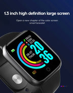 Smart Watch Y68: Color Screen Fitness Tracker w/ Step Count, 12 Sports Modes, Notification Reminder, Camera/Music Remote