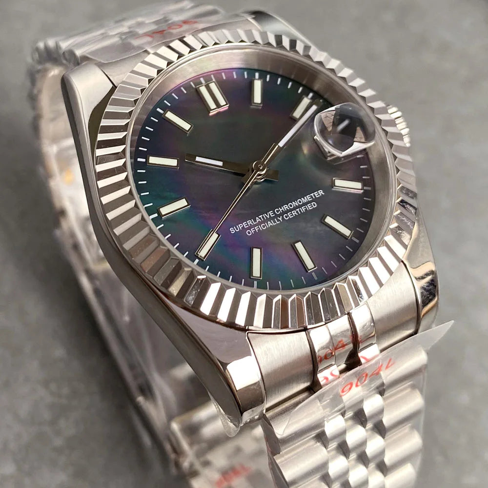 Tandorio MOP Mother of Pearl Dial Light Luxury 36/39mm Sapphire NH35A Diver Watch Men Steel Bracelet 20ATM Automatic ﻿Watch