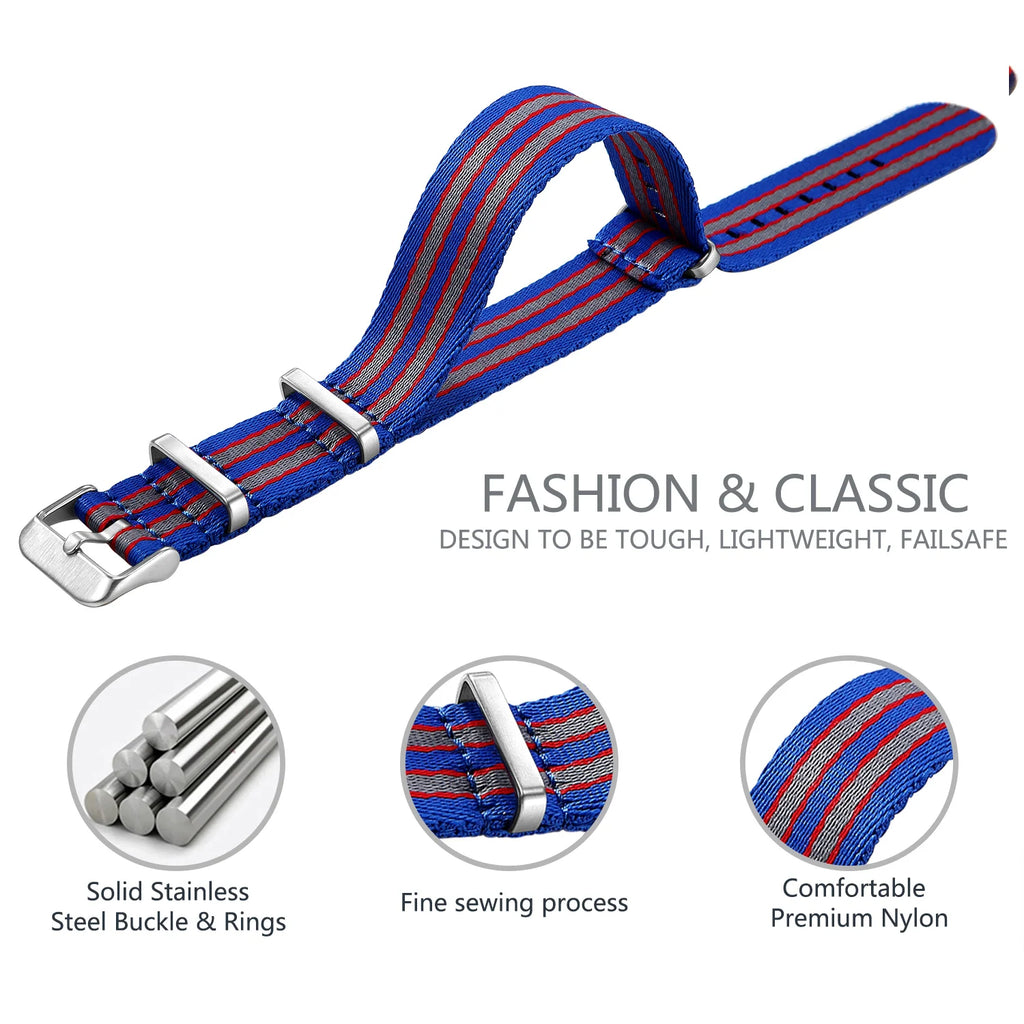 Nylon Watch Band 20mm 22mm Comfortable Watch Straps Loop Military Washable Blet for Men Watchbands