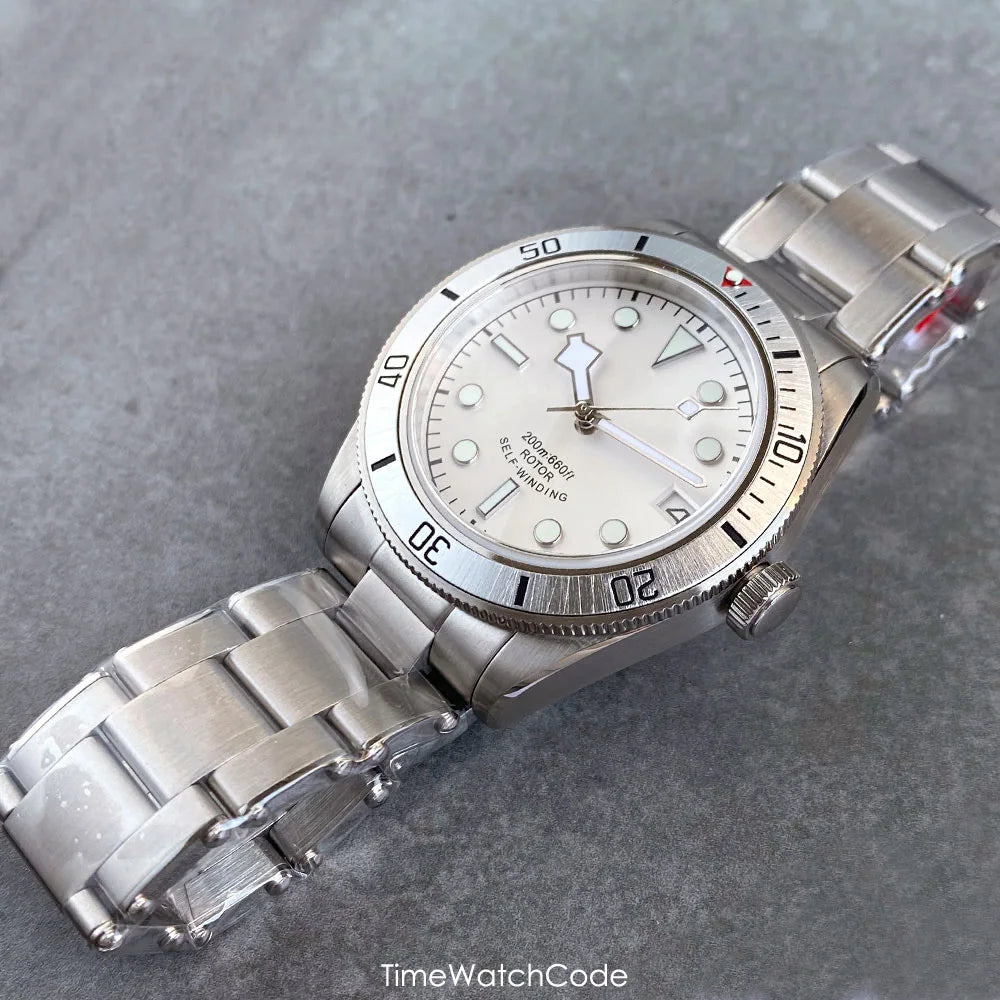 100m Waterproof NH35AA Movement Automatic Men's Watch Mechanical Double Domed Sapphire Rotating Bezel Luminous 316L Bracelet