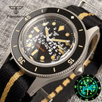 Tandorio Fashion Ghost Dial Luminous 50-Fathoms Style Dive Automatic NH35 Men's Watch Domed Sapphire 20ATM 40mm Sandblasted Case