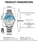 WISHDOIT New 40mm Luxury Diver Watch Texture Men's Watches Automatic Mechanical Sapphire Waterproof 150 Meters Luminous