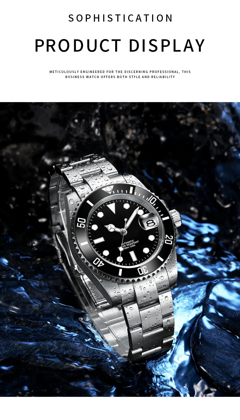 Corgeut Reloj Custom Logo Men's Mechanical Automatic Wristwatch NH35 Movement 40mm Dial 100M Waterproof Sapphire Glass DIY