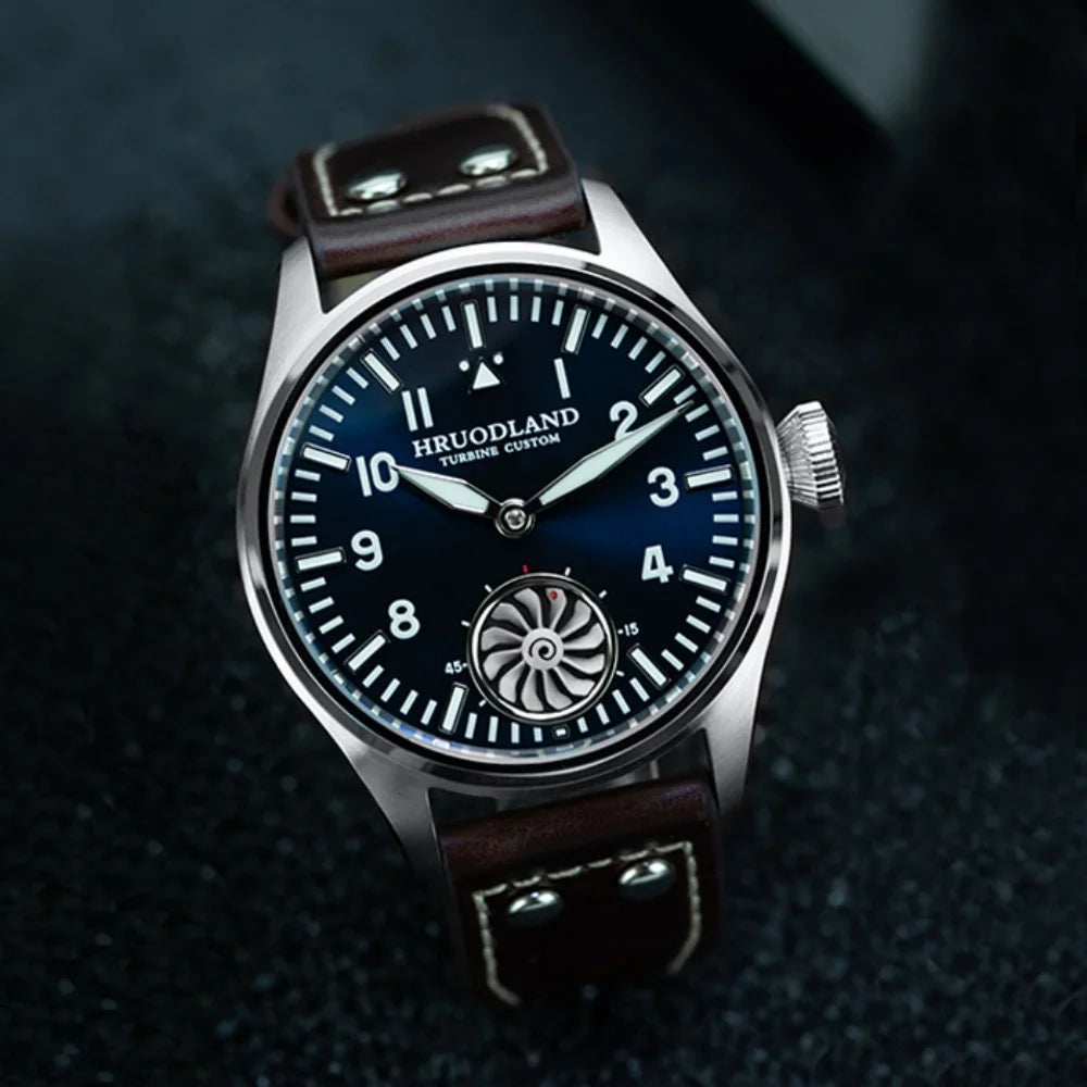 Hruodland 2025 New Men's Mechanical Watch Seagull ST3620 Retro Pilot 43MM Bgw-9 Luminous Sapphire Crystal Turbine Reloj Hombre
