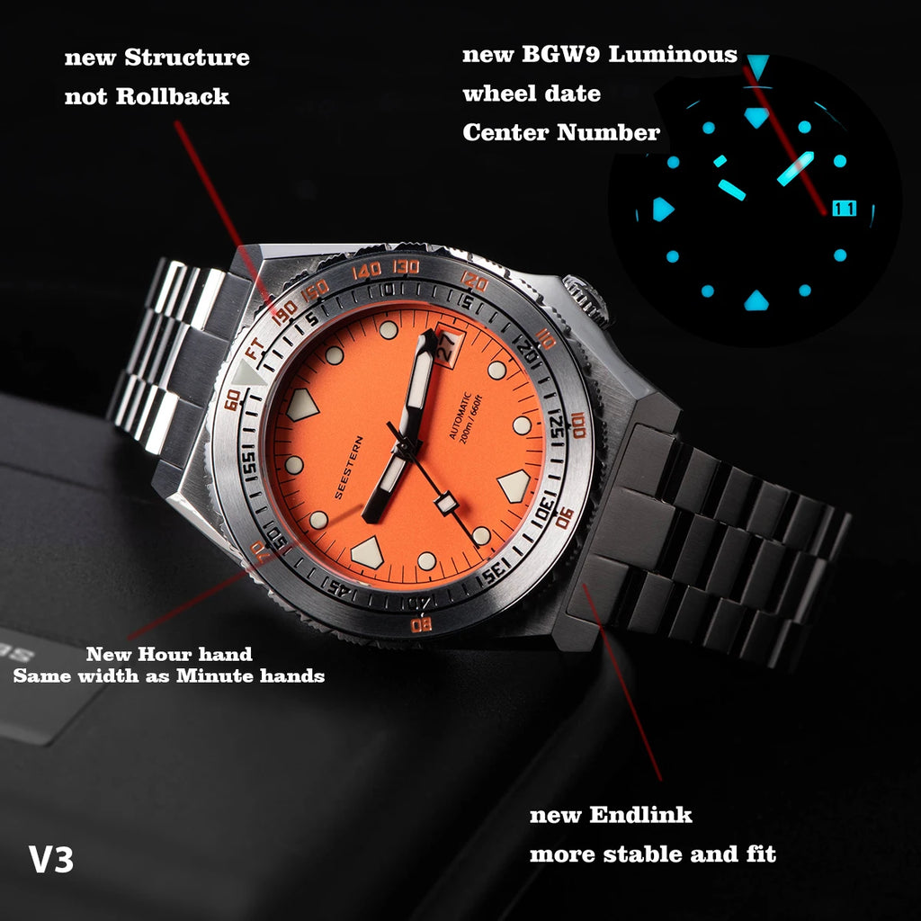 SEESTERN Watch of Man Diver Automatic Mechanical Wristwatches NH35 Luminous Ceramic Sapphire Crystal Waterproof Jubilee New 600T