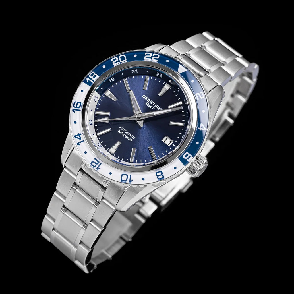 SEESTERN Men of Watch Office GMT Automatic NH34 Movement Sapphire Glass Bezel 20bar Waterproof Diver Mechanical Wristwatch S456