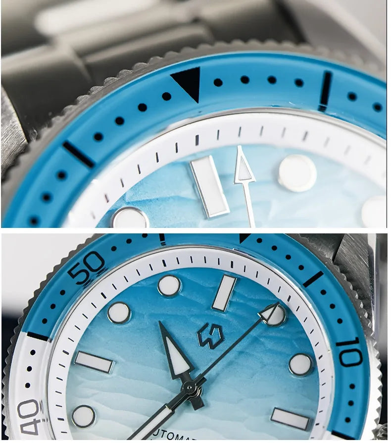 WISHDOIT New 40mm Luxury Diver Watch Texture Men's Watches Automatic Mechanical Sapphire Waterproof 150 Meters Luminous