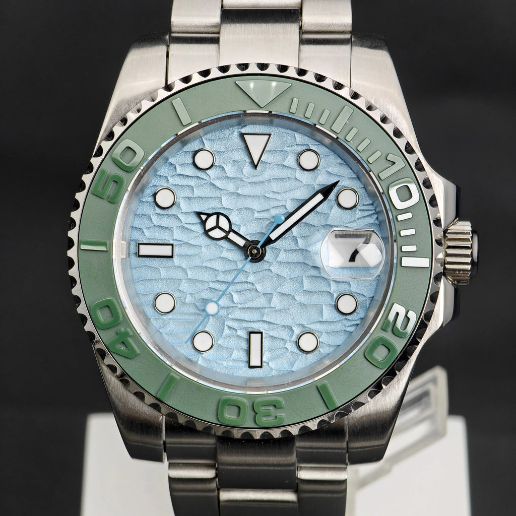 CORGEUT  DIY Custom Luxury Men's Automatic Watch 40mm Ceramic Bezel 100m Diving Sapphire Mirror Wave Pattern Dial reloj