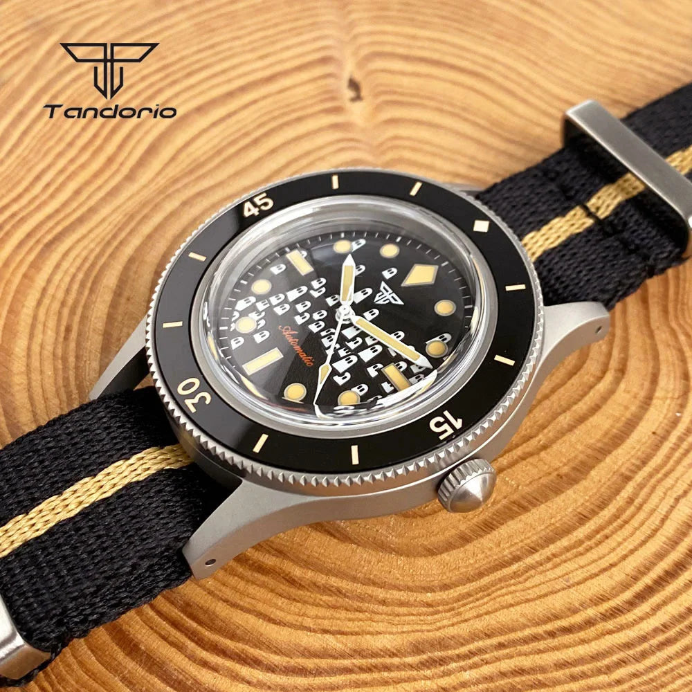 Tandorio Fashion Ghost Dial Luminous 50-Fathoms Style Dive Automatic NH35 Men's Watch Domed Sapphire 20ATM 40mm Sandblasted Case