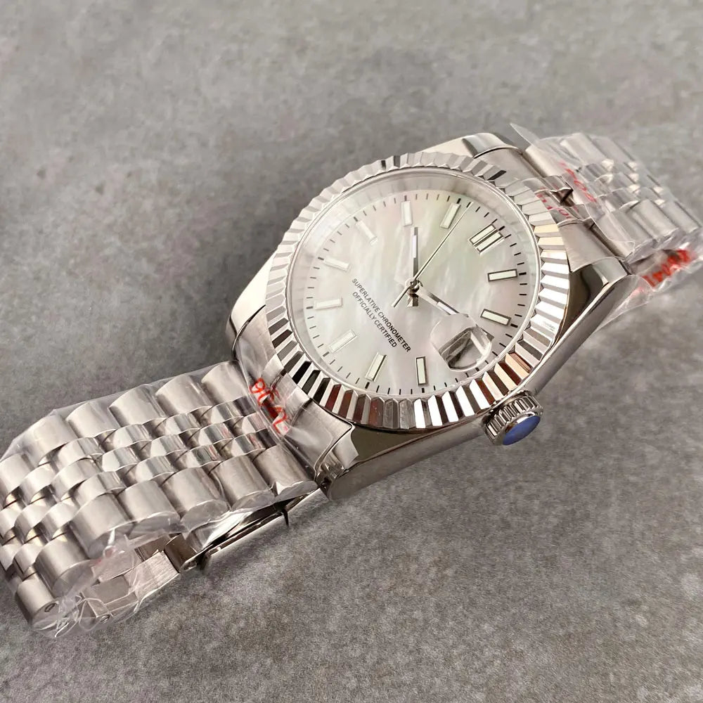 Tandorio MOP Mother of Pearl Dial Light Luxury 36/39mm Sapphire NH35A Diver Watch Men Steel Bracelet 20ATM Automatic ﻿Watch