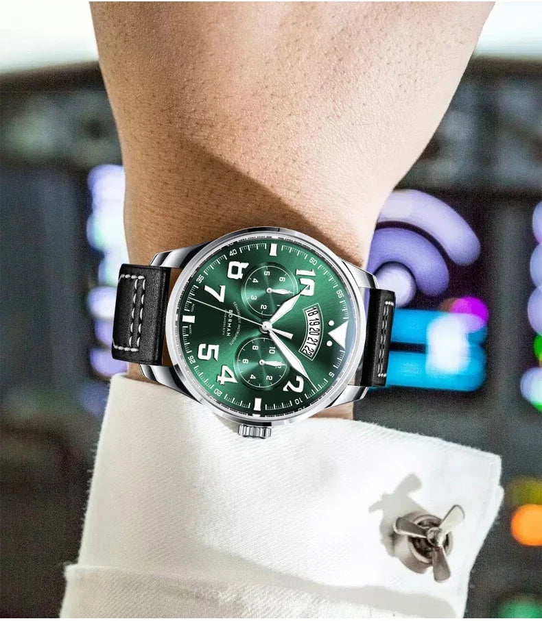 BORMAN BM3851 Mens Automatic Watches Panda 42mm Mechanical Wristwatch Waterproof Luminous Sapphire Miyota 9122 Week Date Month