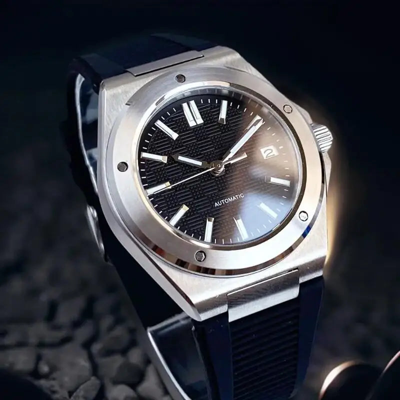 Tandorio 200M Diver 40mm Ice Blue Grid Dial Luminous NH35Automatic Men Watch Sapphire Glass Stainless Steel Bracelet