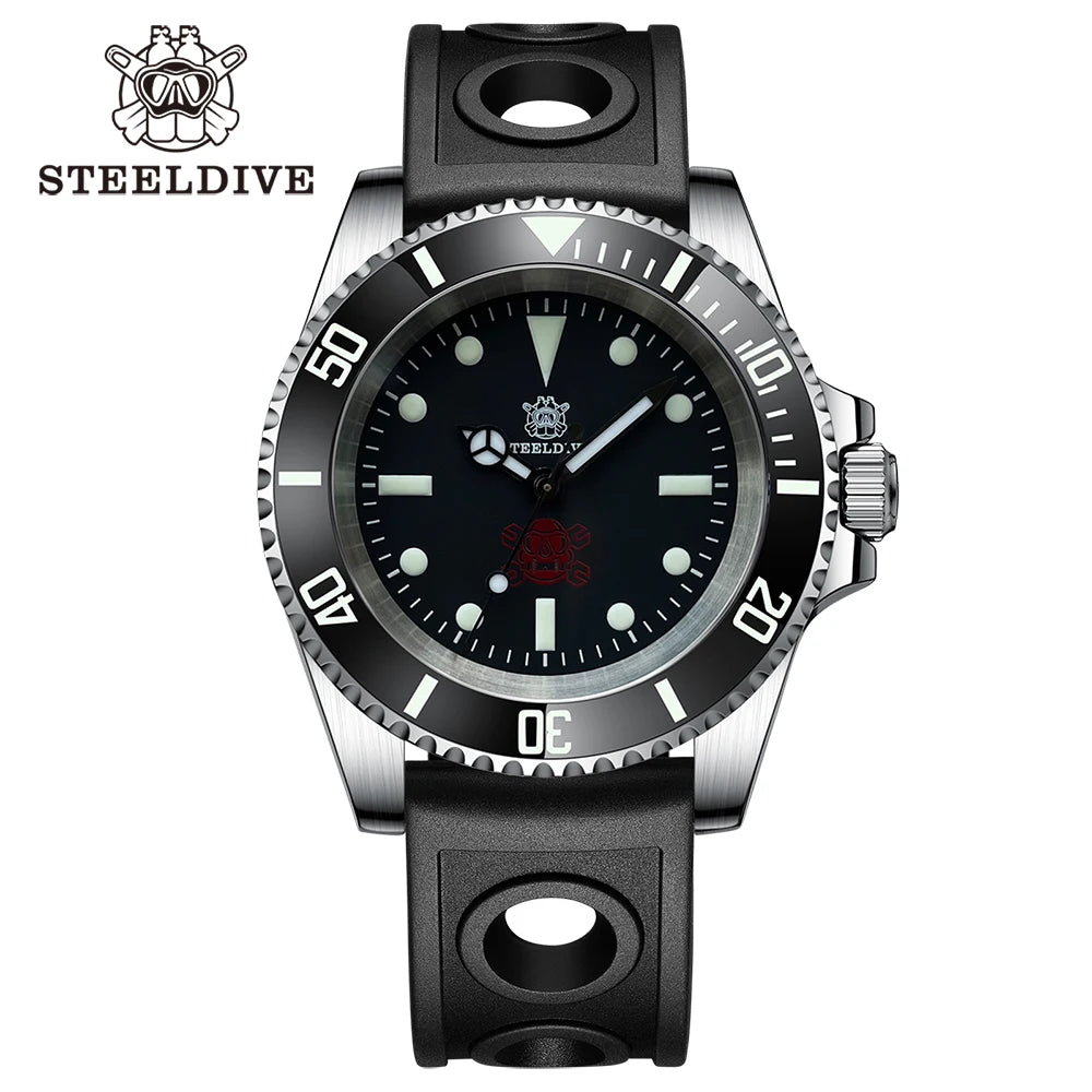STEELDIVE SD1954 Black Dial 41MM Stainless Steel NH35 Automatic Movement What Ghost Mens 300M Dive Watch Reloj Sapphire Glass