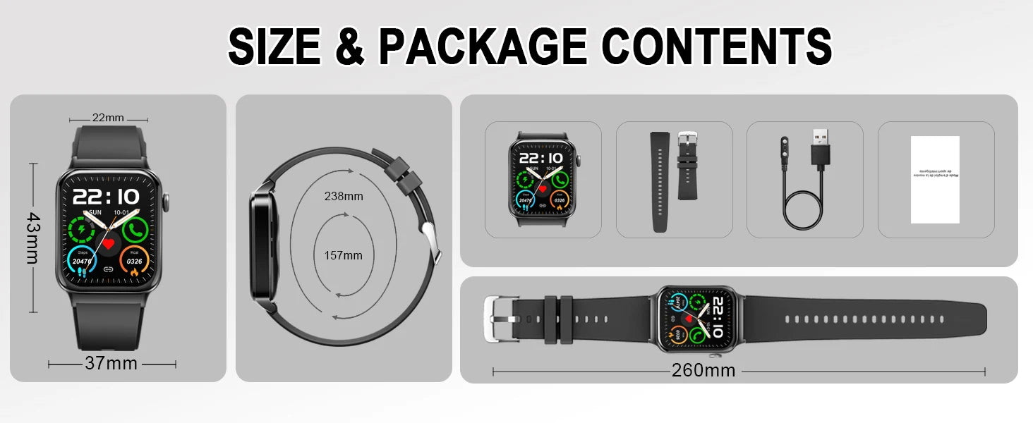 Smart Watch, 1.85" Smartwatch (Answer/Make Call), IP68 Waterproof Fitness Tracker, 100+ Sport Modes, Heart Rate and Sleep Monito