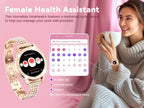smartwatch for women supports wireless calls, over 100 sports modes and fitness tracking. It features music contr