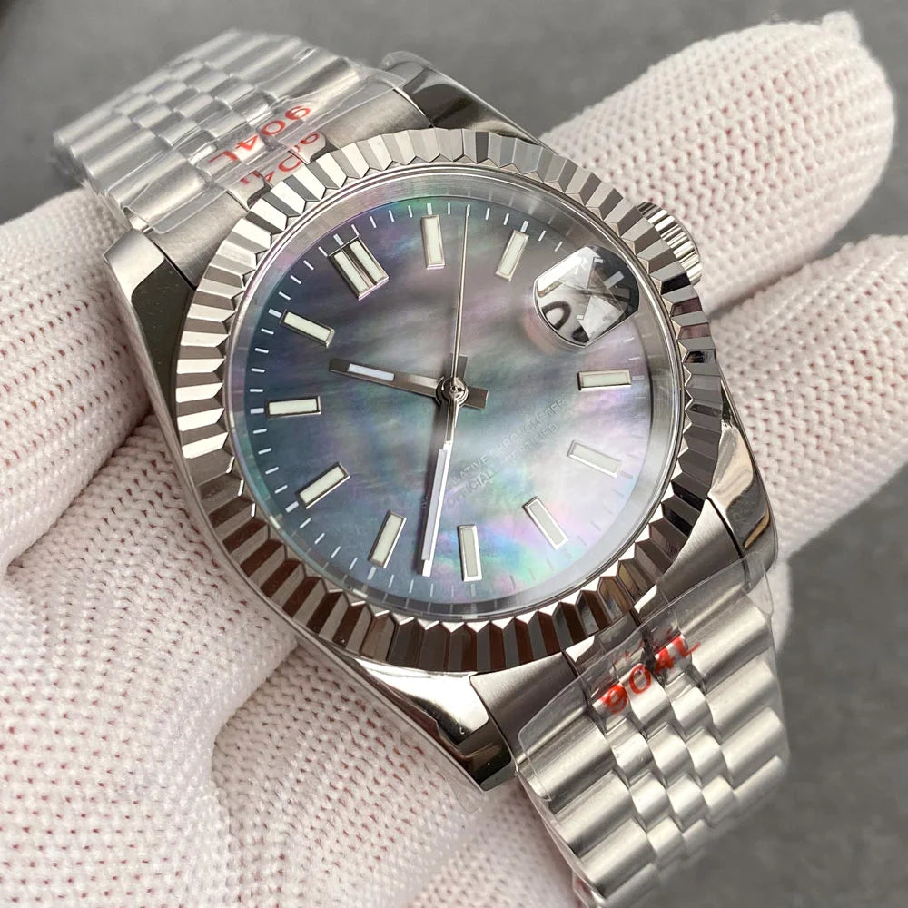 Tandorio MOP Mother of Pearl Dial Light Luxury 36/39mm Sapphire NH35A Diver Watch Men Steel Bracelet 20ATM Automatic ﻿Watch