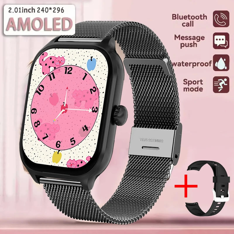 2025 New Smart Watch Men Women Gifts 2.01'' Full Touch Screen Sport Fitness Tracker Smartwatch Men BT Calls Digital smarthwhatch