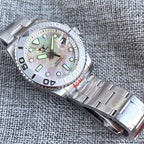 Tandorio 40mm Black White Mother of Pearl Dial Sapphire Glass NH35A Automatic Men Watch Date 20ATM Diver Roating Bezel Luminous