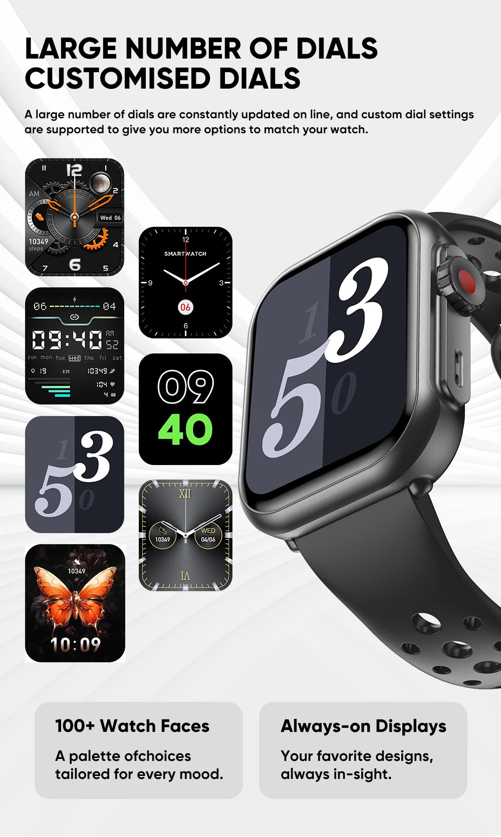 Smart Watch for Men And Women with 1.85" HD Screen 110+ Sport Modes IP68 Waterproof 100-Day Standby Heart Rate & Sleep Monitor