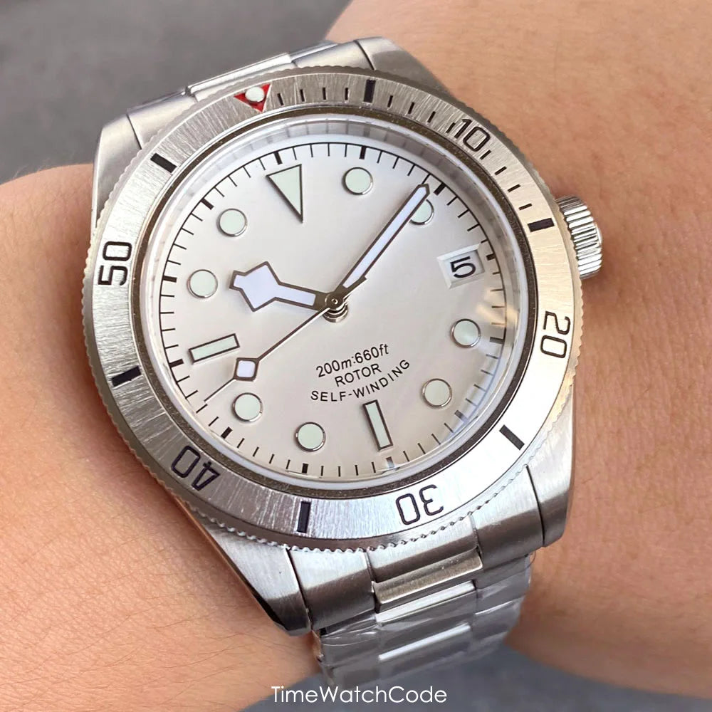 100m Waterproof NH35AA Movement Automatic Men's Watch Mechanical Double Domed Sapphire Rotating Bezel Luminous 316L Bracelet
