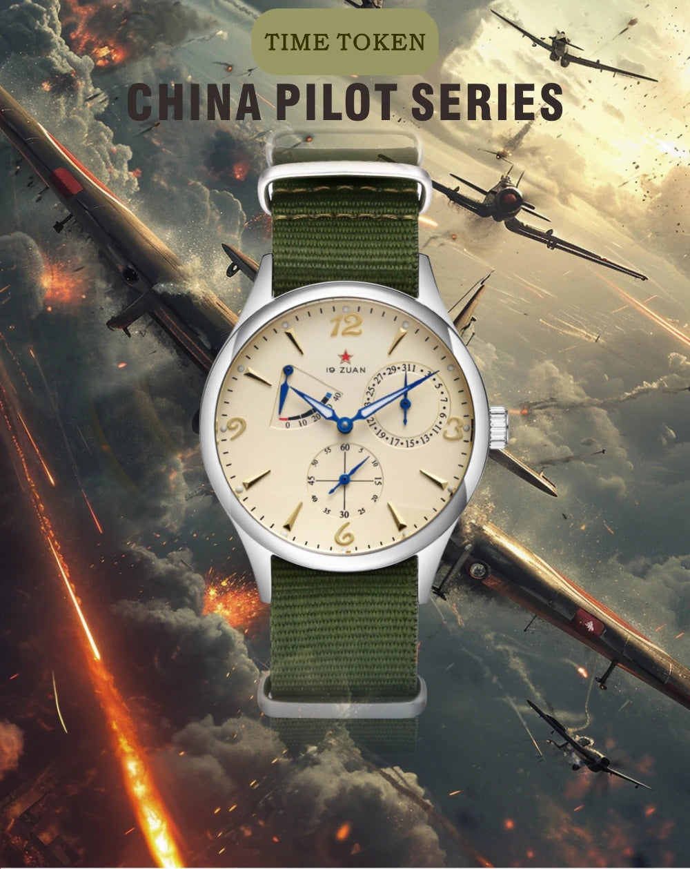 New 1963 40mm Mens Pilot Automatic Mechanical Watch Seagull ST17 Sapphire Crystal Waterproof Retro Style