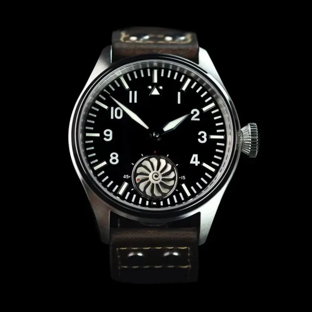 Hruodland 2025 New Men's Mechanical Watch Seagull ST3620 Retro Pilot 43MM Bgw-9 Luminous Sapphire Crystal Turbine Reloj Hombre