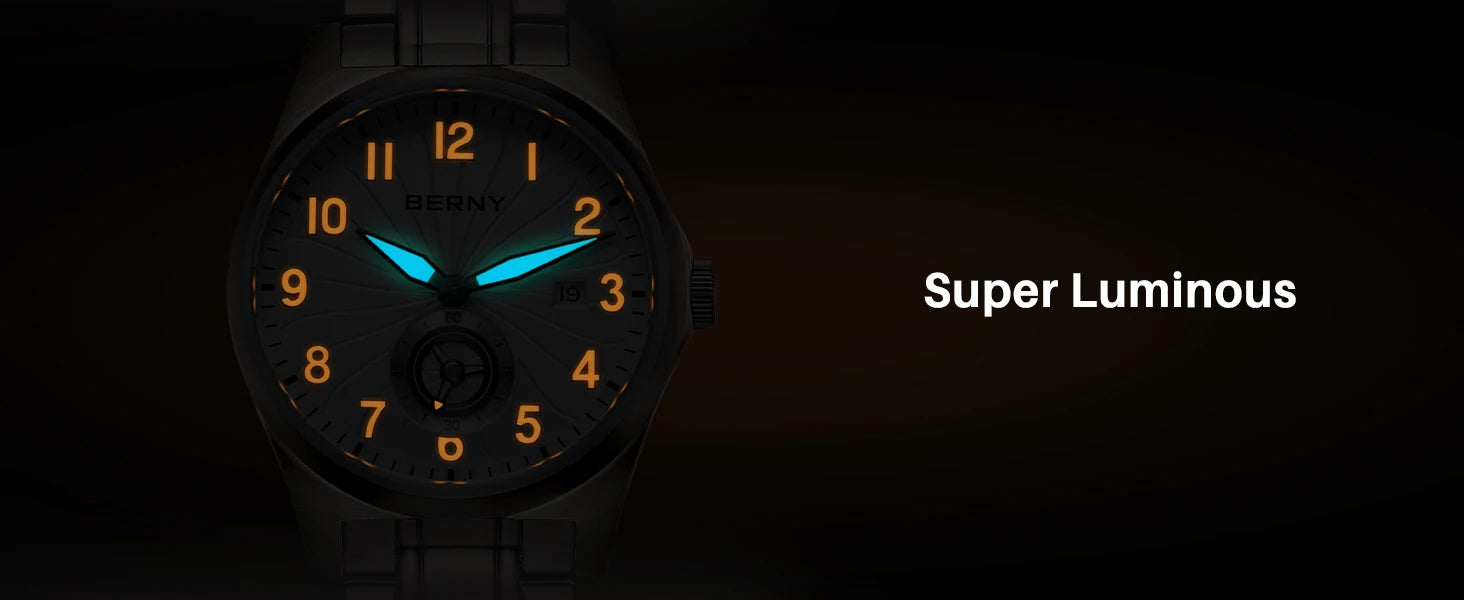 BERNY Full Titanium Automatic Men Watch Super Luminous Mechanical Wristwatch with 10ATM Waterproof Sapphire ST1731 Men Watches