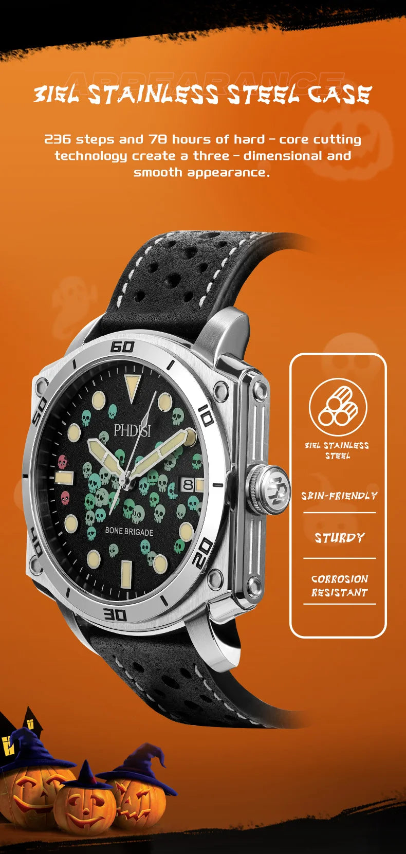 Men's Watch Halloween Theme Sapphire Glass Fully Automatic Movement Luminous Mechanical Watch