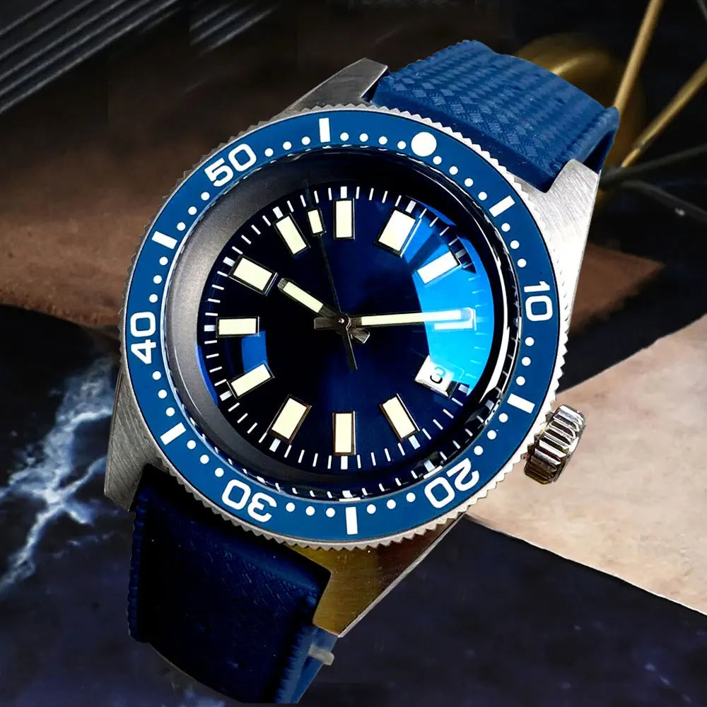 Tandorio 41mm 62MAS Black Gray Dial NH35A Automatic 300M Diving Men's Watch Ceramic Bezel Green Lume Bow Sapphire Glass