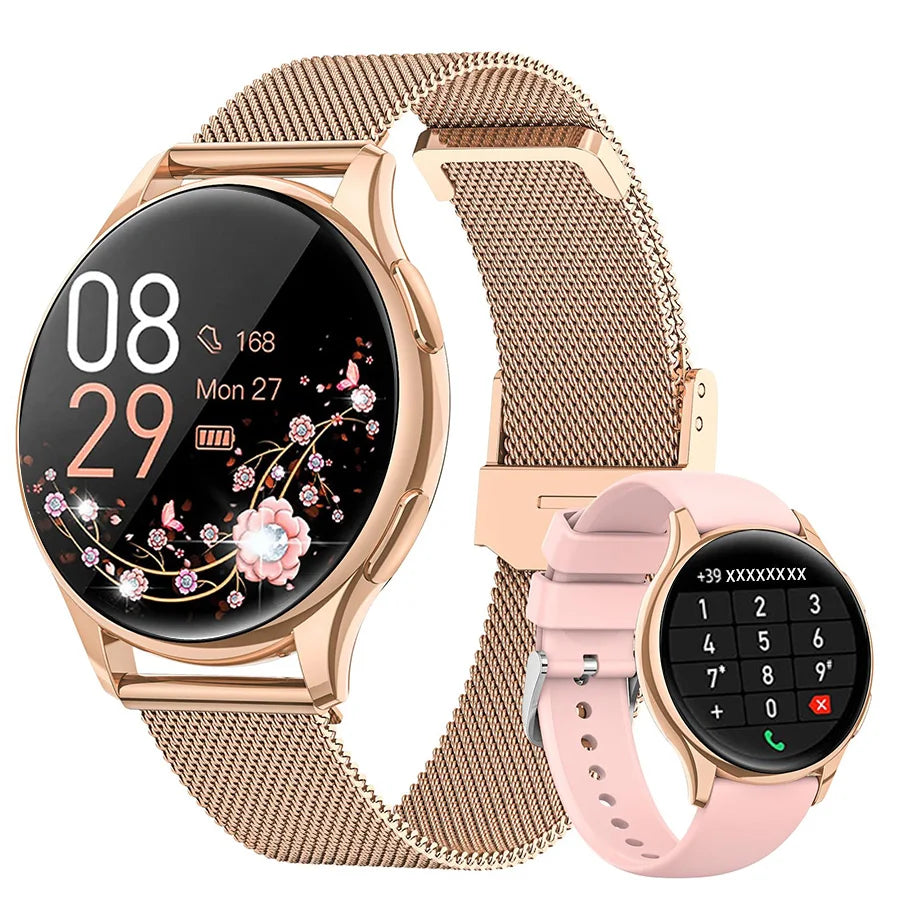 Smart watch for women with phone function, 1.39 inch HD full touch screen with monitor, menstrual cycle, sleep monitoring, pedom