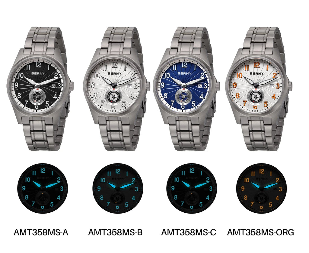 BERNY Full Titanium Automatic Men Watch Super Luminous Mechanical Wristwatch with 10ATM Waterproof Sapphire ST1731 Men Watches