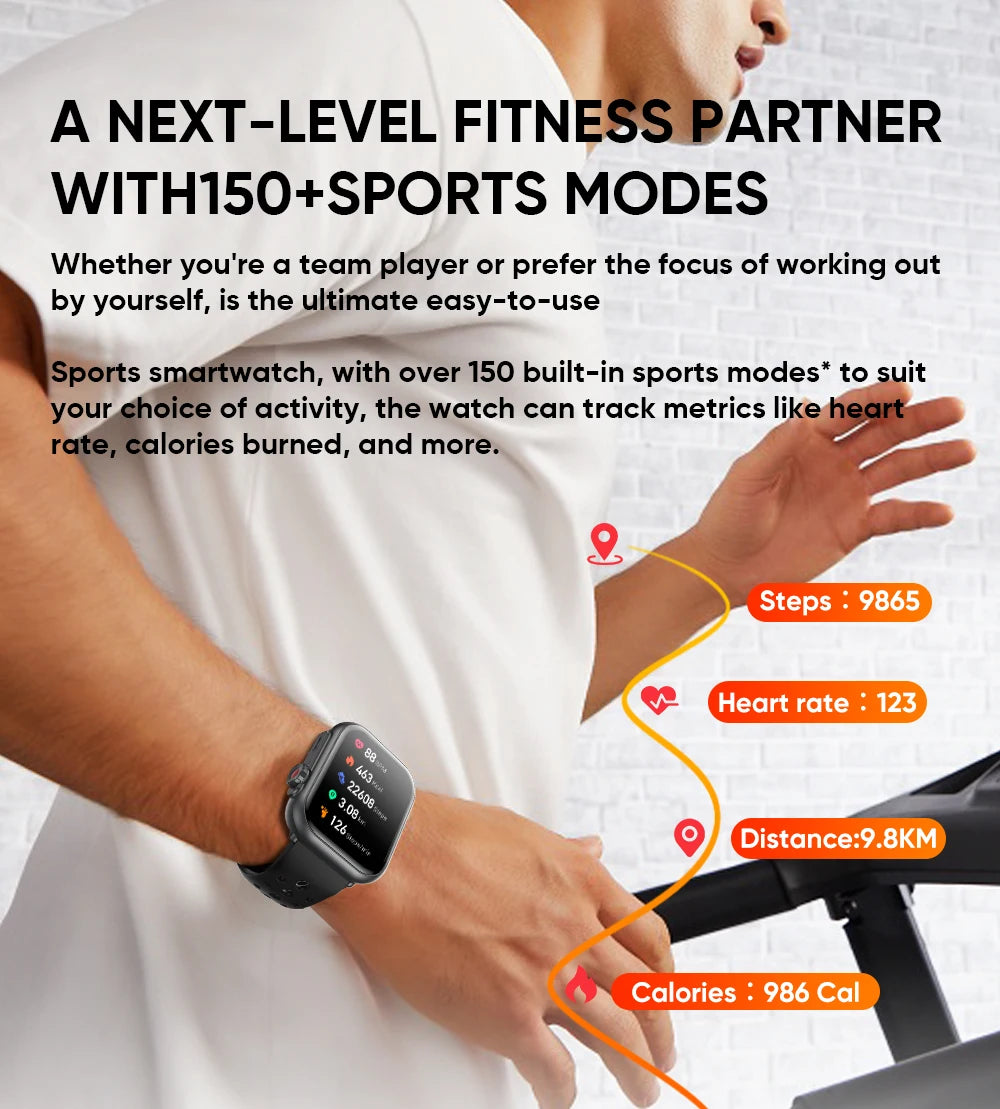 Smart Watch for Men And Women with 1.85" HD Screen 110+ Sport Modes IP68 Waterproof 100-Day Standby Heart Rate & Sleep Monitor