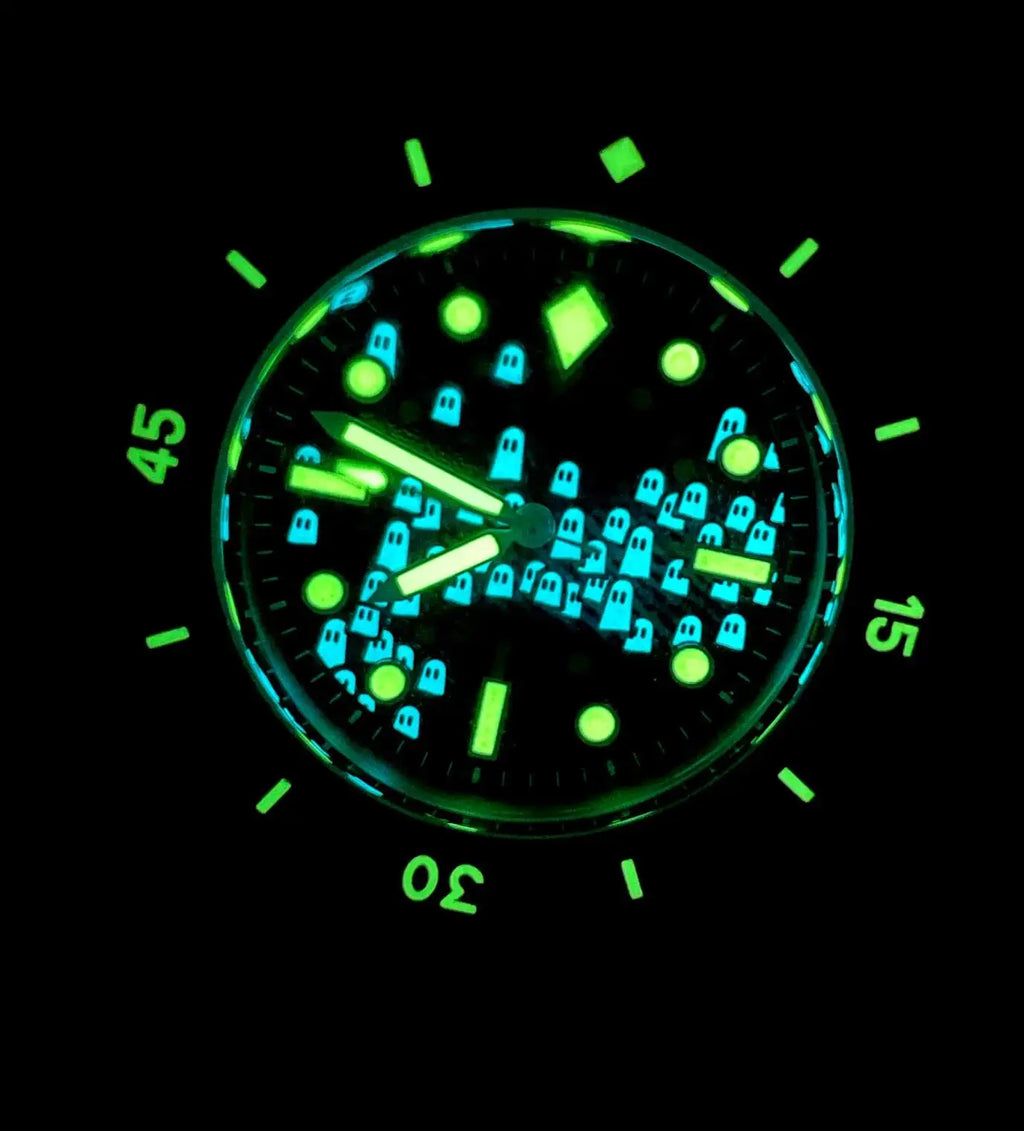 Tandorio NEW 50 Fathoms Automatic Watch for Men Luminous Ghost Dial NH35A Movt 200m Waterproof Bubble Sapphire Glass Sandblasted