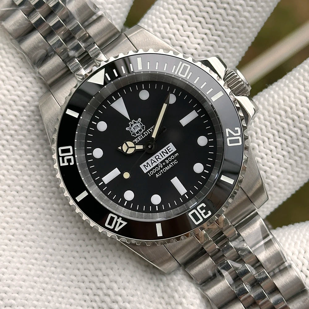 STEELDIVE SD1954 Black Dial 41MM Stainless Steel NH35 Automatic Movement What Ghost Mens 300M Dive Watch Reloj Sapphire Glass