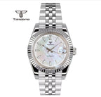 Tandorio 39mm Mechanical NH35 Mother of Pearl Dial Face Stainless Steel Automatic Watch Date Sapphire Men's Wristwatch Luminous