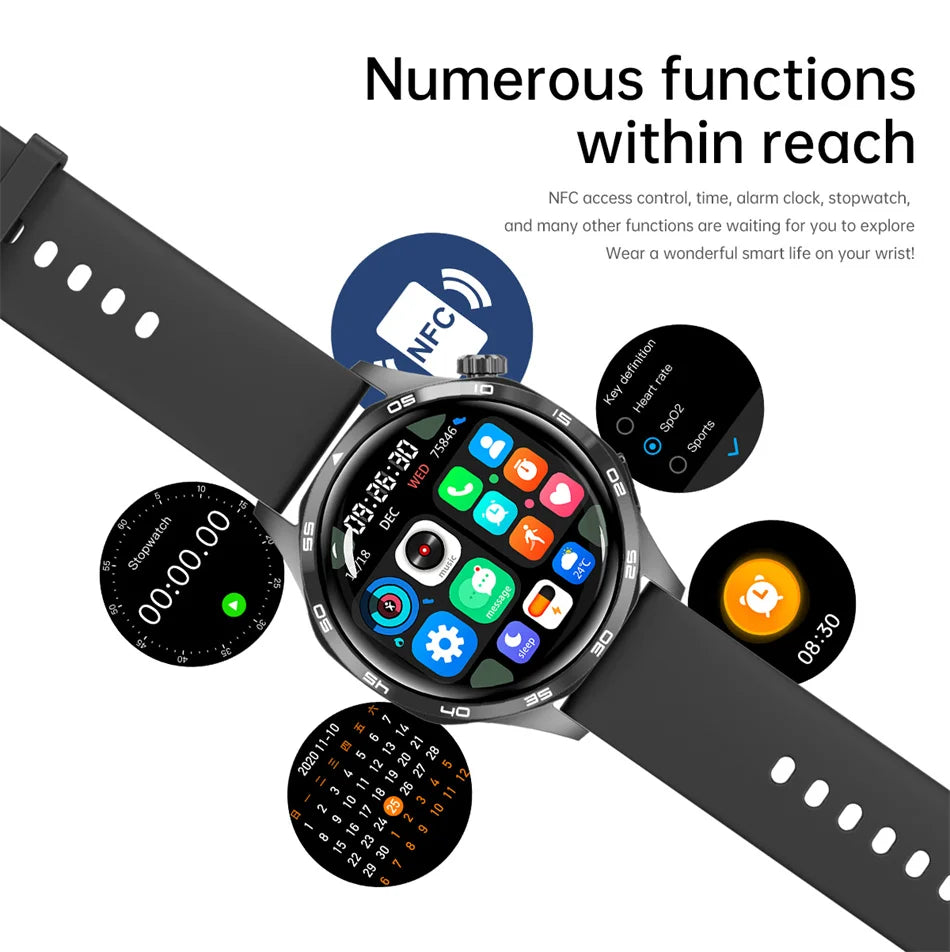 Smart Watch 5 Pro GPS NFC Smartwatch Men 360*360 AMOLED Screen Heart Rate Monitor Bluetooth Call IP67 Waterproof Men Smartwatch