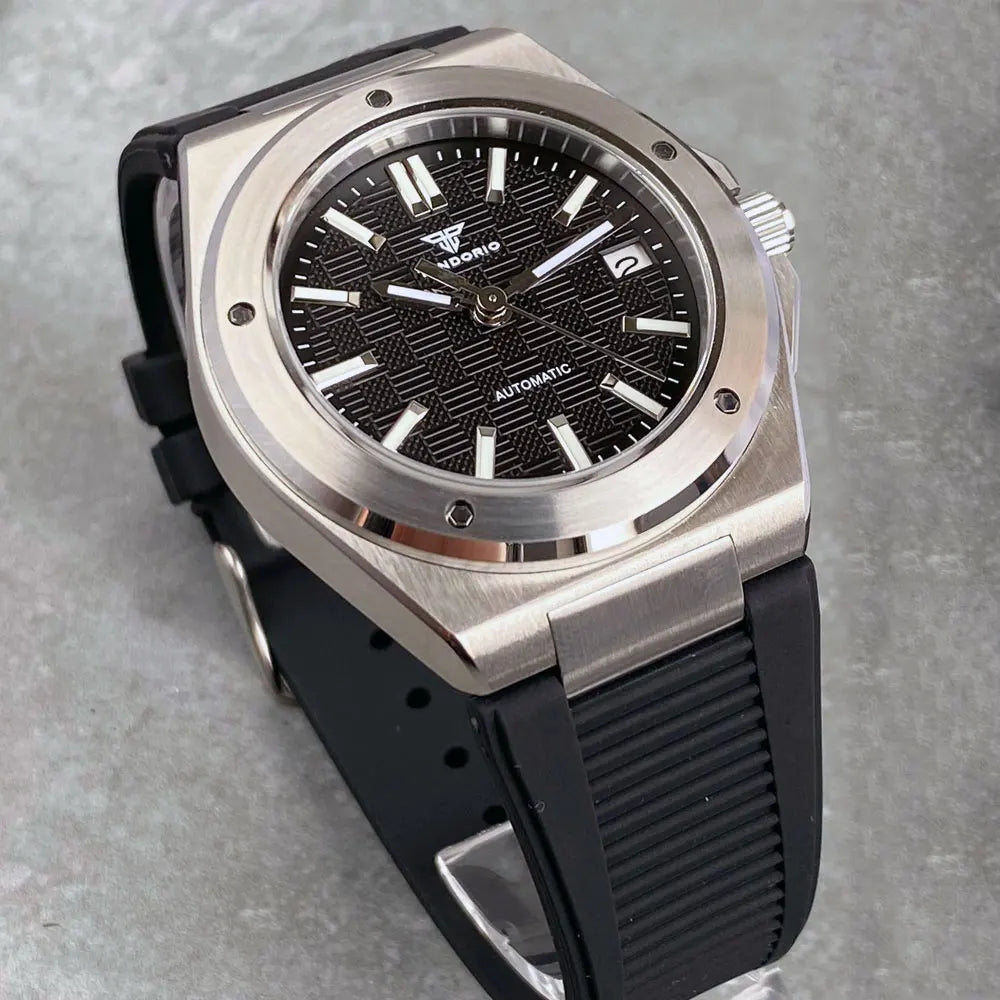 Tandorio 200M Diver 40mm Ice Blue Grid Dial Luminous NH35Automatic Men Watch Sapphire Glass Stainless Steel Bracelet