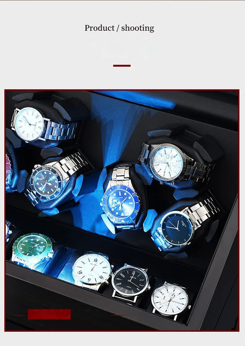 Luxury Watch Winder for Automatic Watches Box Mechanical with Zero Magnetism Silent 12 Watches Box Storage Rotating for Men