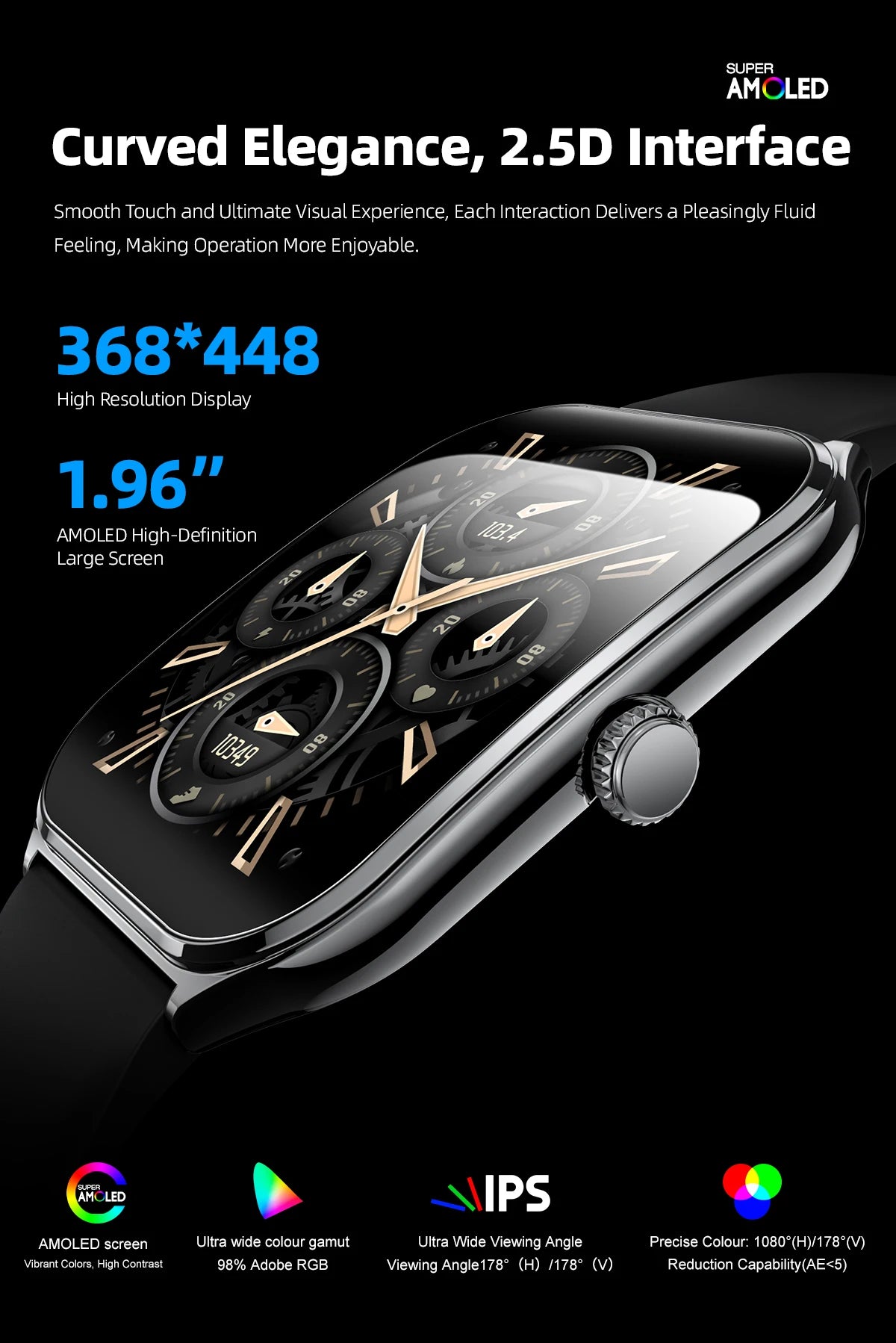 2025 new smart watch, 1.96-inch sports watch, IP67 waterproof, 110+ sports mode, fitness activity tracker, ultra-thin watch.