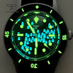 Tandorio Fashion Ghost Dial Luminous 50-Fathoms Style Dive Automatic NH35 Men's Watch Domed Sapphire 20ATM 40mm Sandblasted Case