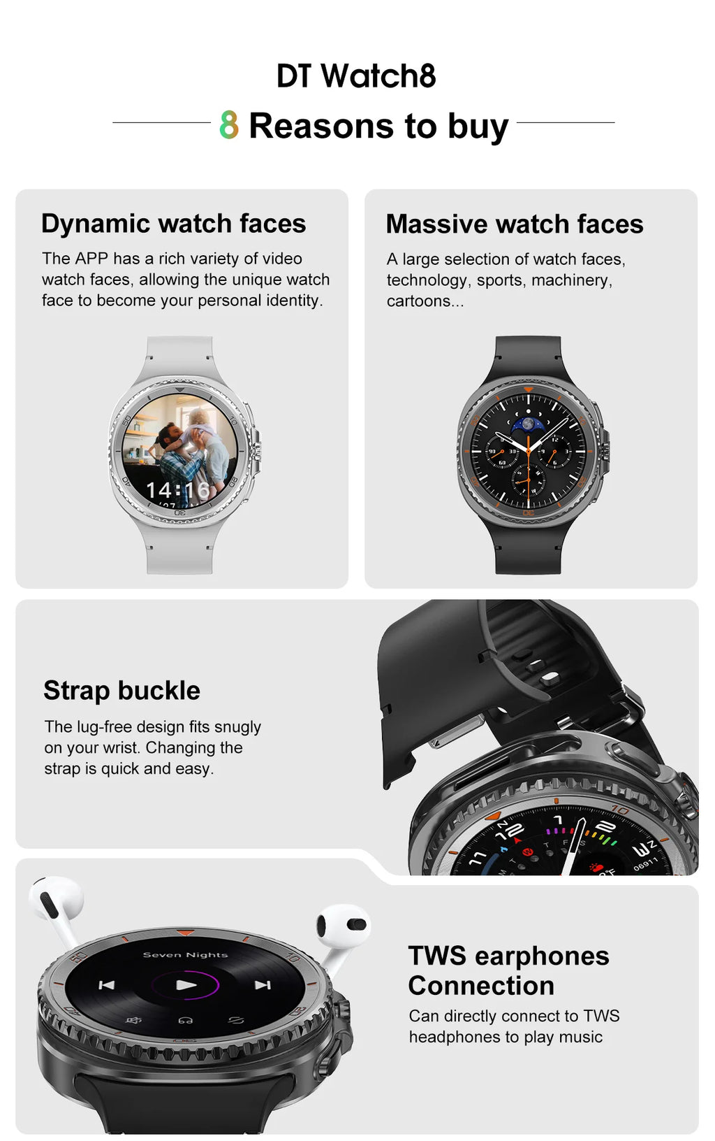 Smart Watch 8 Classic Men HD Display Screen  Bluetooth Call Sports Fitness Waterproof Watch SmartWatch 1.32-inch Android IOS New