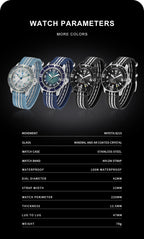 CADISEN Deep Explorer 2025 New Automatic Mechanical Watch Man Canvas Strap Wristwatch MIYOTA  Luxury Luminous Waterproof Watches