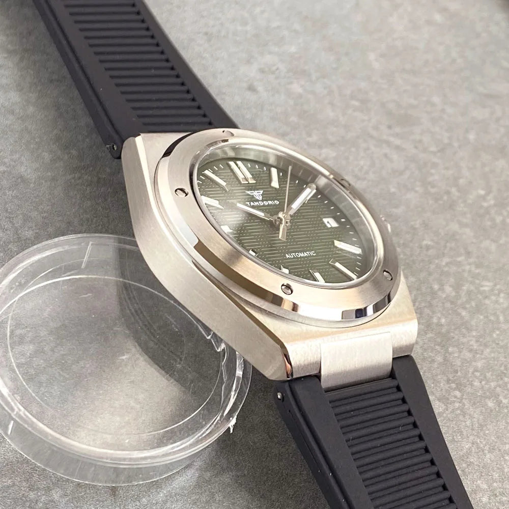 Tandorio 200M Diver 40mm Ice Blue Grid Dial Luminous NH35Automatic Men Watch Sapphire Glass Stainless Steel Bracelet