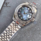 Tandorio 39mm Mechanical NH35 Mother of Pearl Dial Face Stainless Steel Automatic Watch Date Sapphire Men's Wristwatch Luminous