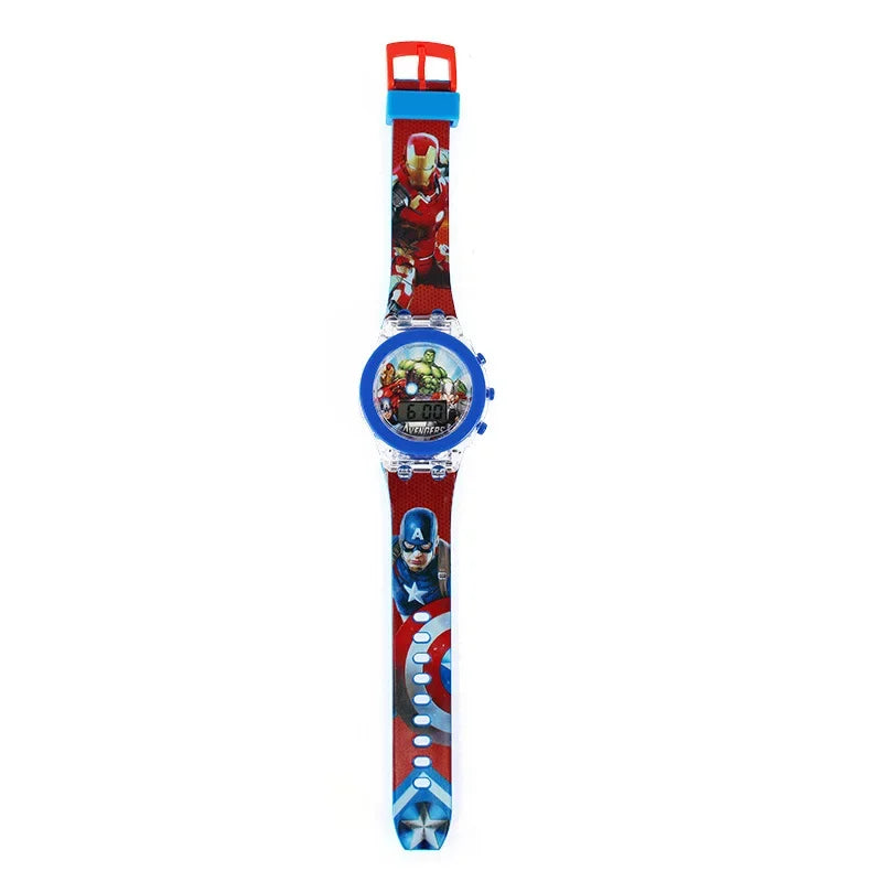 Flash Light Spiderman Kids Watches For Boys Cartoon shark Mickey Children Watch Girls Student Digital Clock Gifts Toy