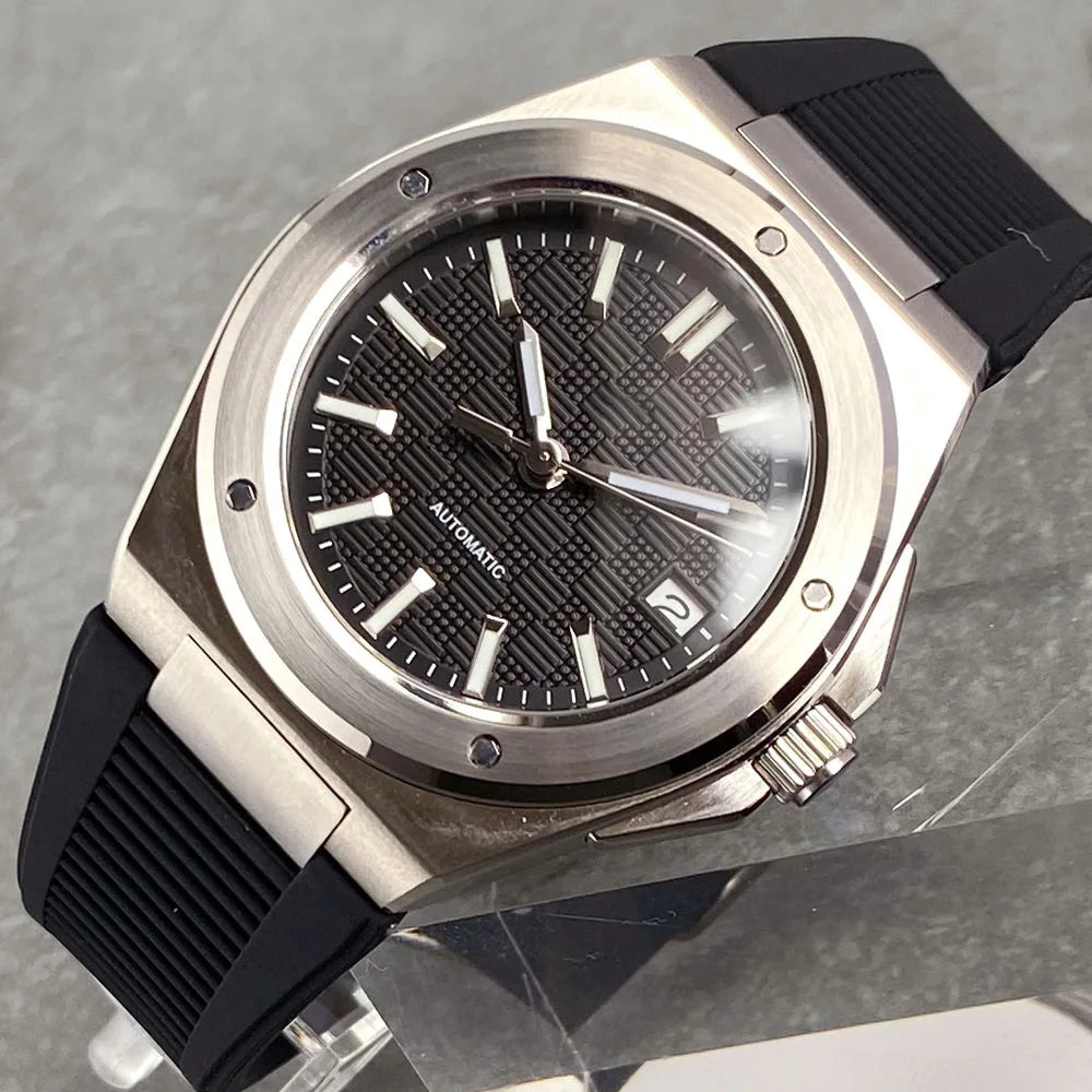 Tandorio New Black Luxury Business Engineer Style Men's Mechanical Watch Sapphire Glass 100m Waterproof NH35A Automatic Watches